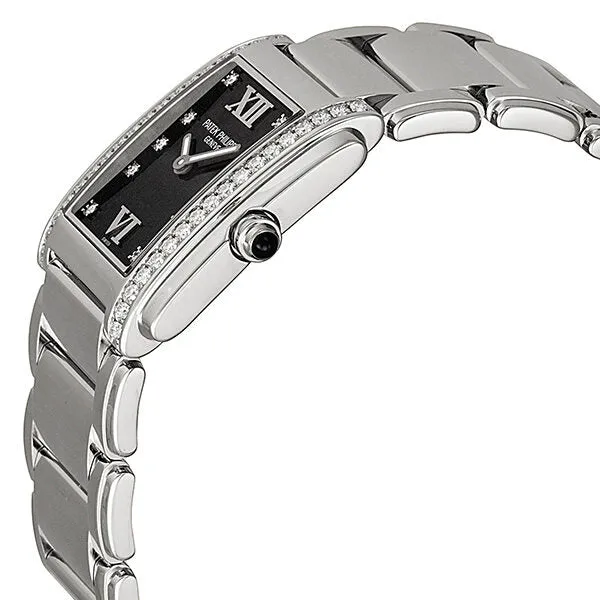 Patek Philippe Twenty-4 Black Dial Steel Diamond Ladies Watch 4910-10A-001 4910/10A-001
