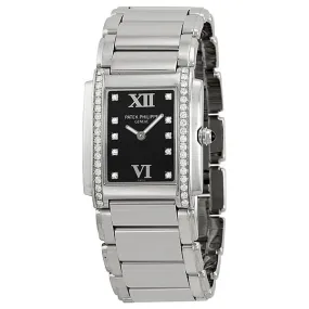 Patek Philippe Twenty-4 Black Dial Steel Diamond Ladies Watch 4910-10A-001 4910/10A-001