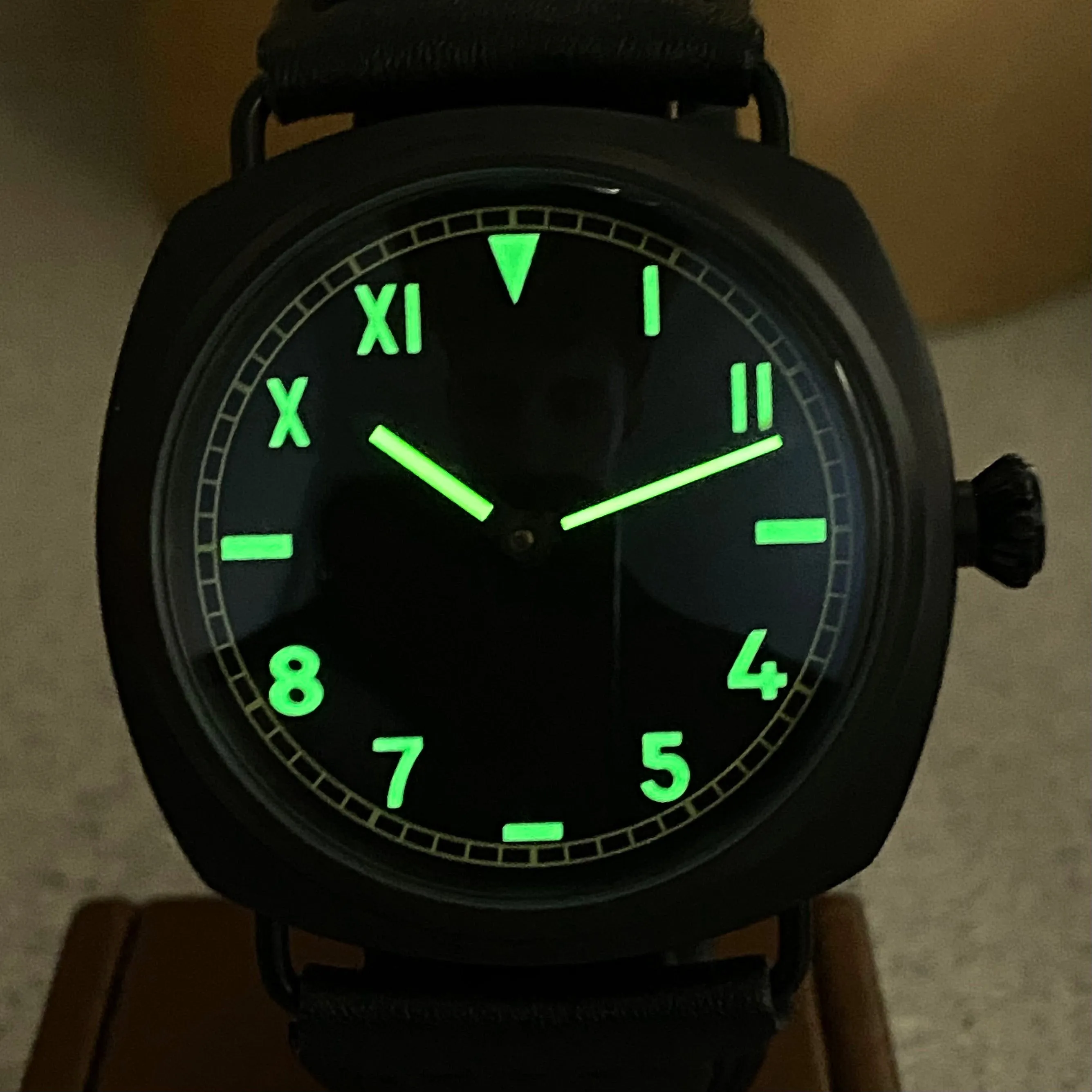 "PILOT MILITARY" Homage Watch Black California Dial Display Back Wristwatch 45mm