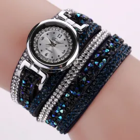 Retro Diamonds Bracelet Watch Women Fashion Leather Wrap Dress Watches Ladies Luxury Design Quartz Wrist Watch Relogio Reloj #JO