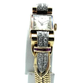 Retro EBEL Fab Suisse 18K Yellow Gold, Ruby & Diamond Ladies Watch