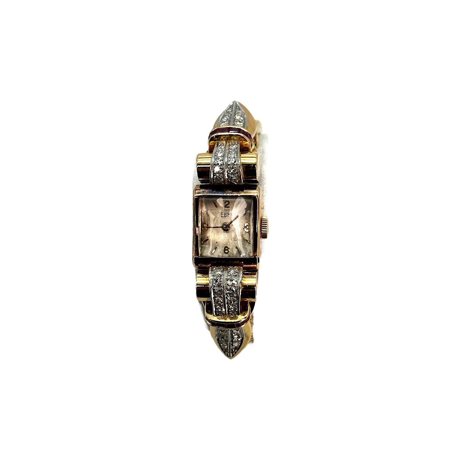 Retro EBEL Fab Suisse 18K Yellow Gold, Ruby & Diamond Ladies Watch