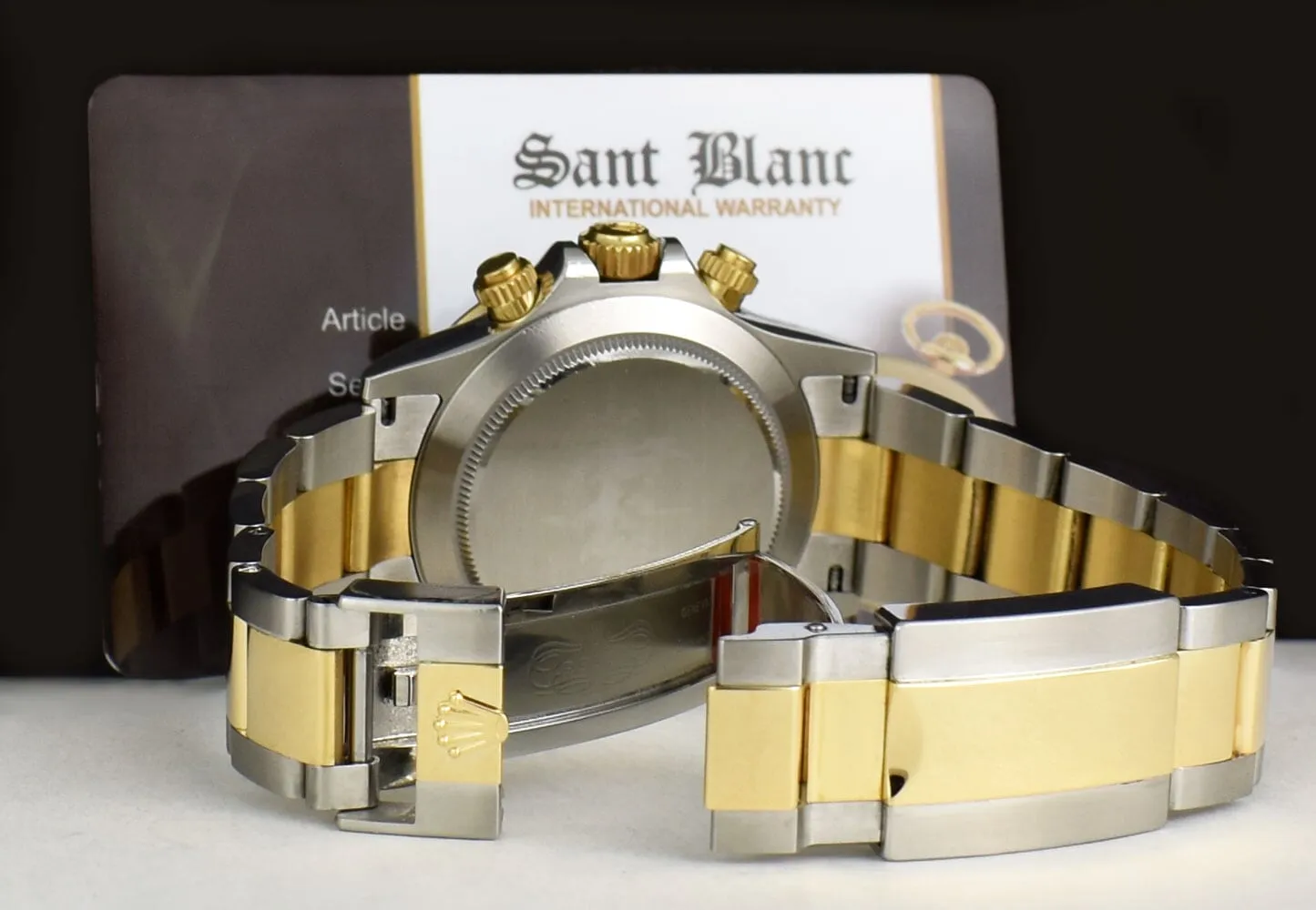 ROLEX 18kt Gold & Stainless Steel Daytona Tahitian Mother of Pearl Roman Model 116503