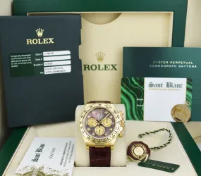 ROLEX 18kt Gold DAYTONA Burgundy Strap Tahitian MOP Diamond Dial Model 116518
