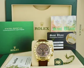 ROLEX 18kt Gold Daytona Tahitian Mother of Pearl Roman Dial Burgundy Strap Model 116518