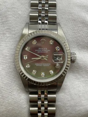 Rolex Datejust 26mm 79174 Black Tahitian MOP Diamond Dial Automatic Women's Watch