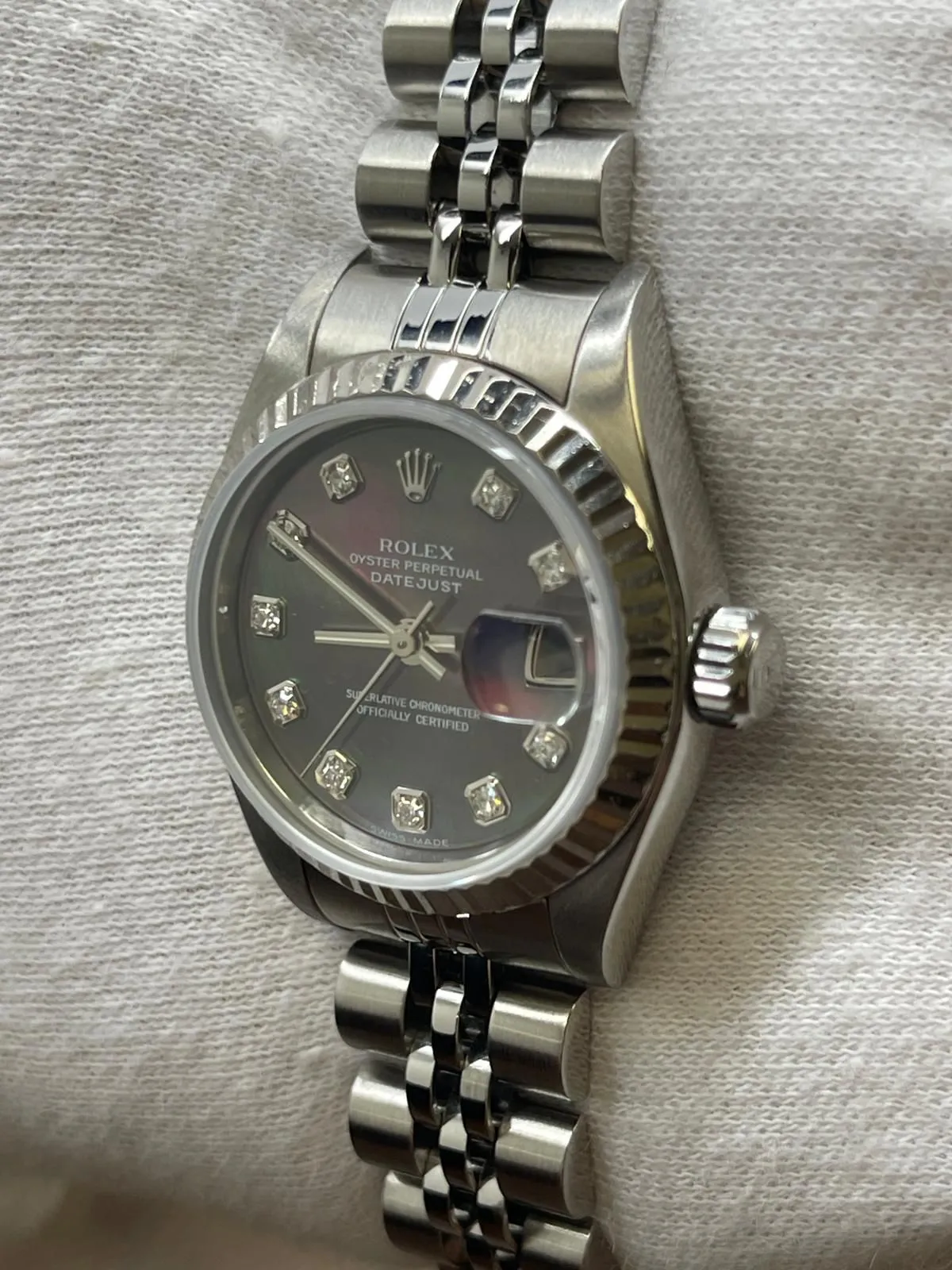 Rolex Datejust 26mm 79174 Black Tahitian MOP Diamond Dial Automatic Women's Watch