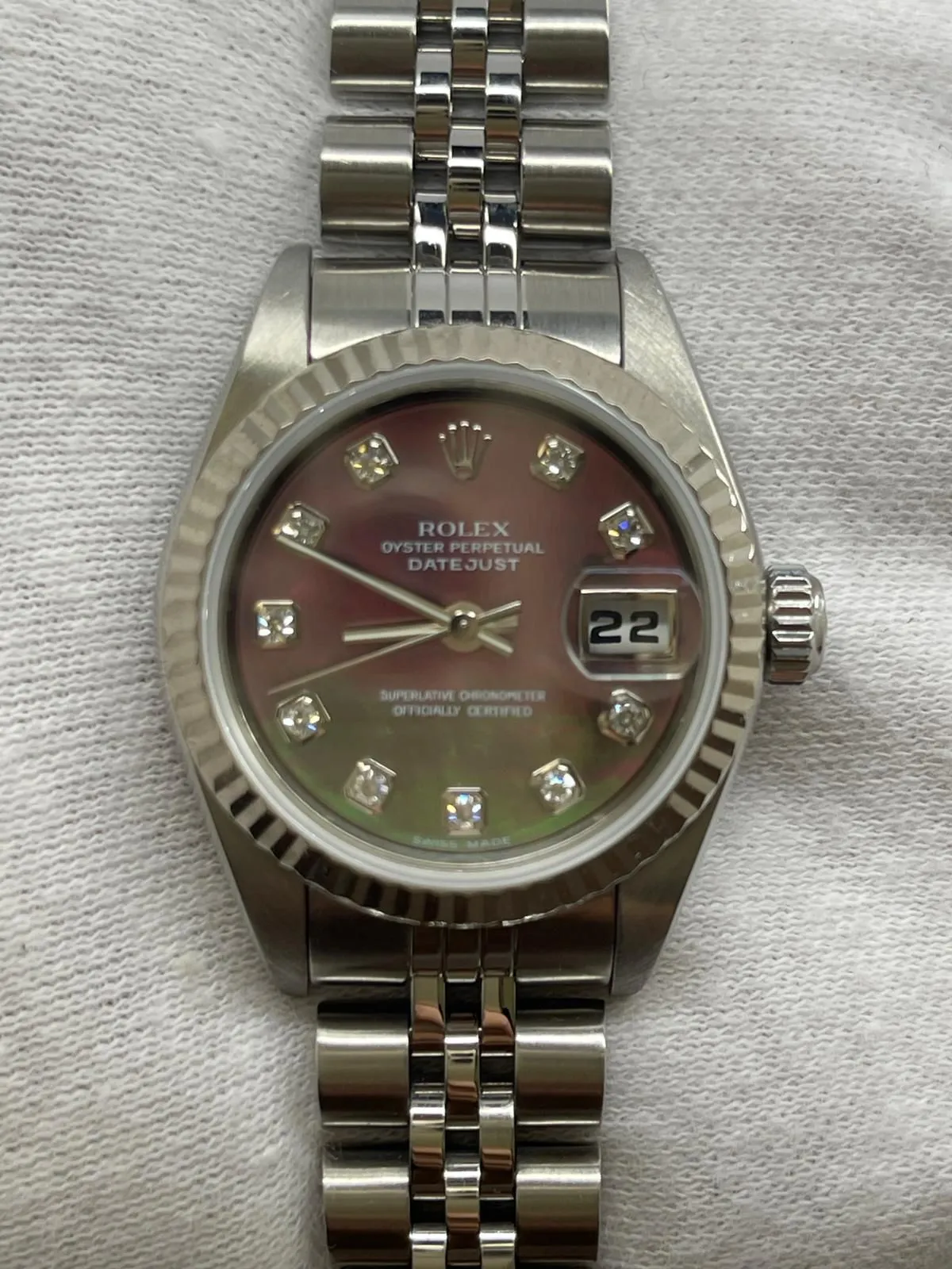 Rolex Datejust 26mm 79174 Black Tahitian MOP Diamond Dial Automatic Women's Watch