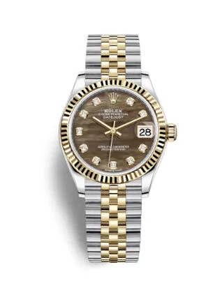 Rolex Datejust 31 Black Mother of Pearl Diamond Dial Automatic Ladies Steel and 18kt Yellow Gold Jubilee Watch 278273BKMDJ