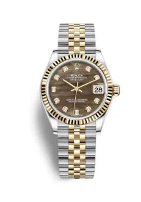 Rolex Datejust 31 Black Mother of Pearl Diamond Dial Automatic Ladies Steel and 18kt Yellow Gold Jubilee Watch 278273BKMDJ