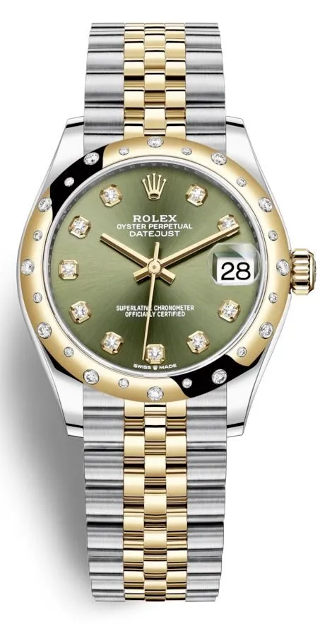 Rolex Datejust 31 Olive Green Diamond Dial Automatic Ladies Steel and 18kt Yellow Gold Jubilee Watch 278343GNDJ