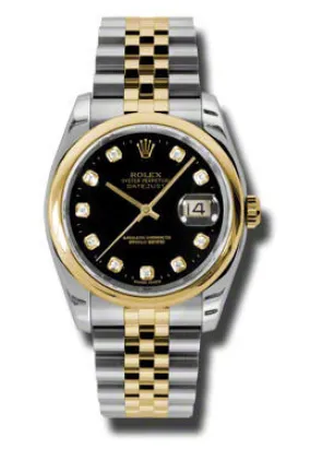 Rolex Datejust 36 Black Dial Stainless Steel and 18K Yellow Gold Jubilee Bracelet Automatic Men's Watch 116203BKDJ