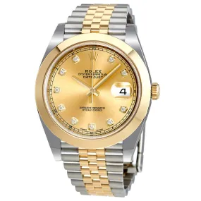 Rolex Datejust 41 Champagne Diamond Dial Steel and 18K Yellow Gold Jubilee Men's Watch 126303CDJ