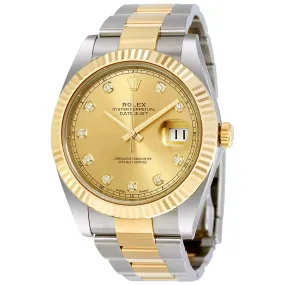 Rolex Datejust 41 Champagne Diamond Dial Steel and 18K Yellow Gold Oyster Men's Watch 12633CDO 126333CDO