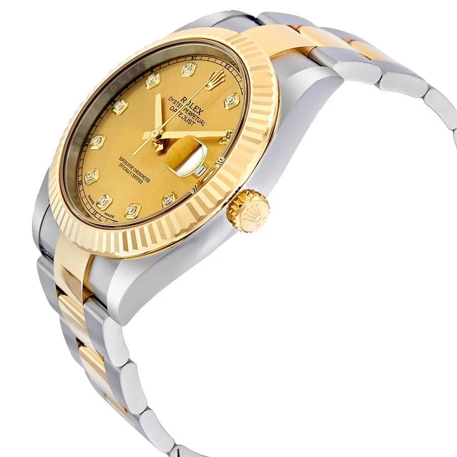 Rolex Datejust 41 Champagne Diamond Dial Steel and 18K Yellow Gold Oyster Men's Watch 12633CDO 126333CDO