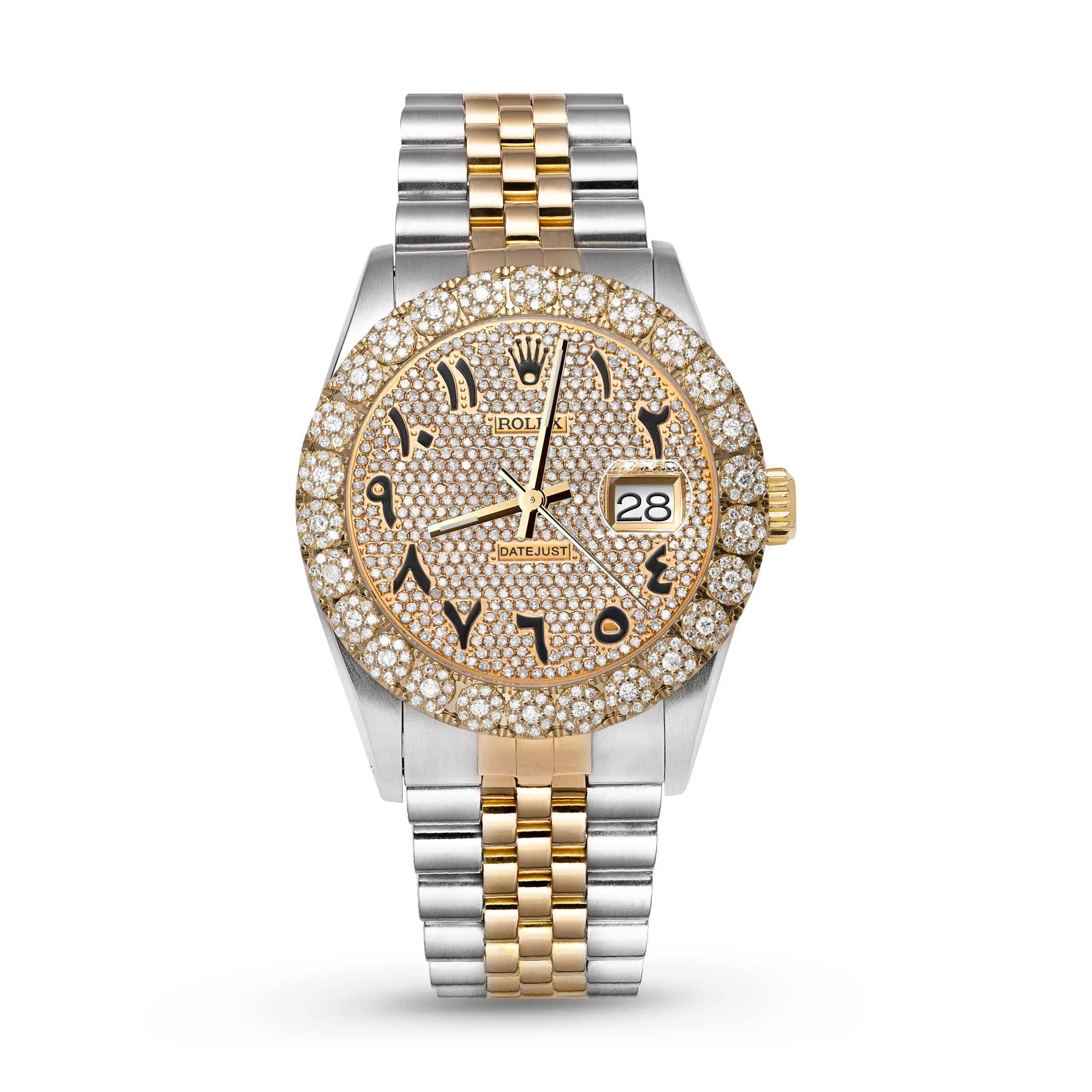 Rolex Datejust Diamond Bezel Watch 36mm Black Arabic Numeral Dial | 3.75ct