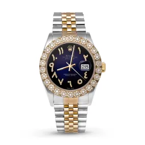 Rolex Datejust Diamond Bezel Watch 36mm Dark Blue Arabic Dial | 2.25ct