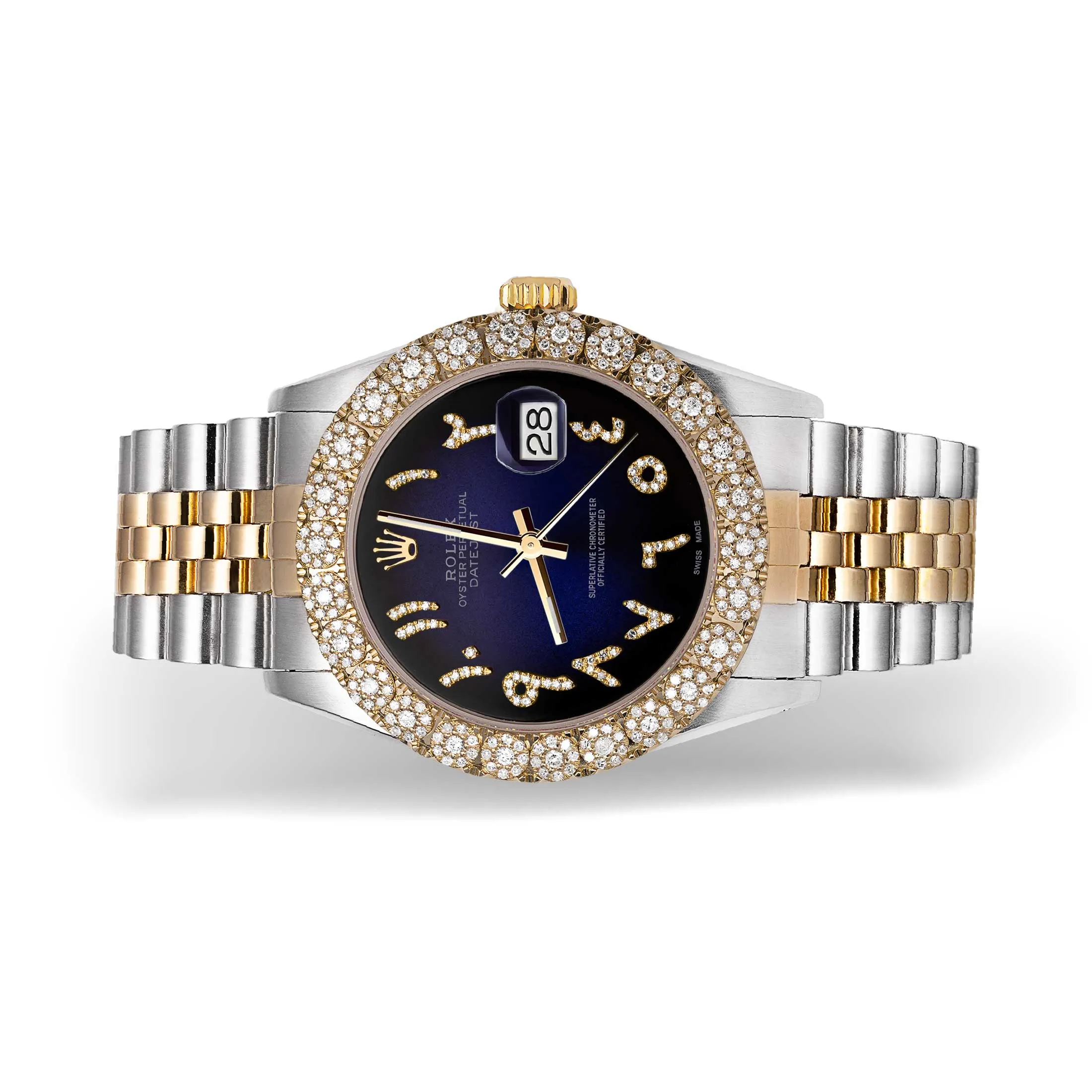 Rolex Datejust Diamond Bezel Watch 36mm Dark Blue Arabic Dial | 2.25ct