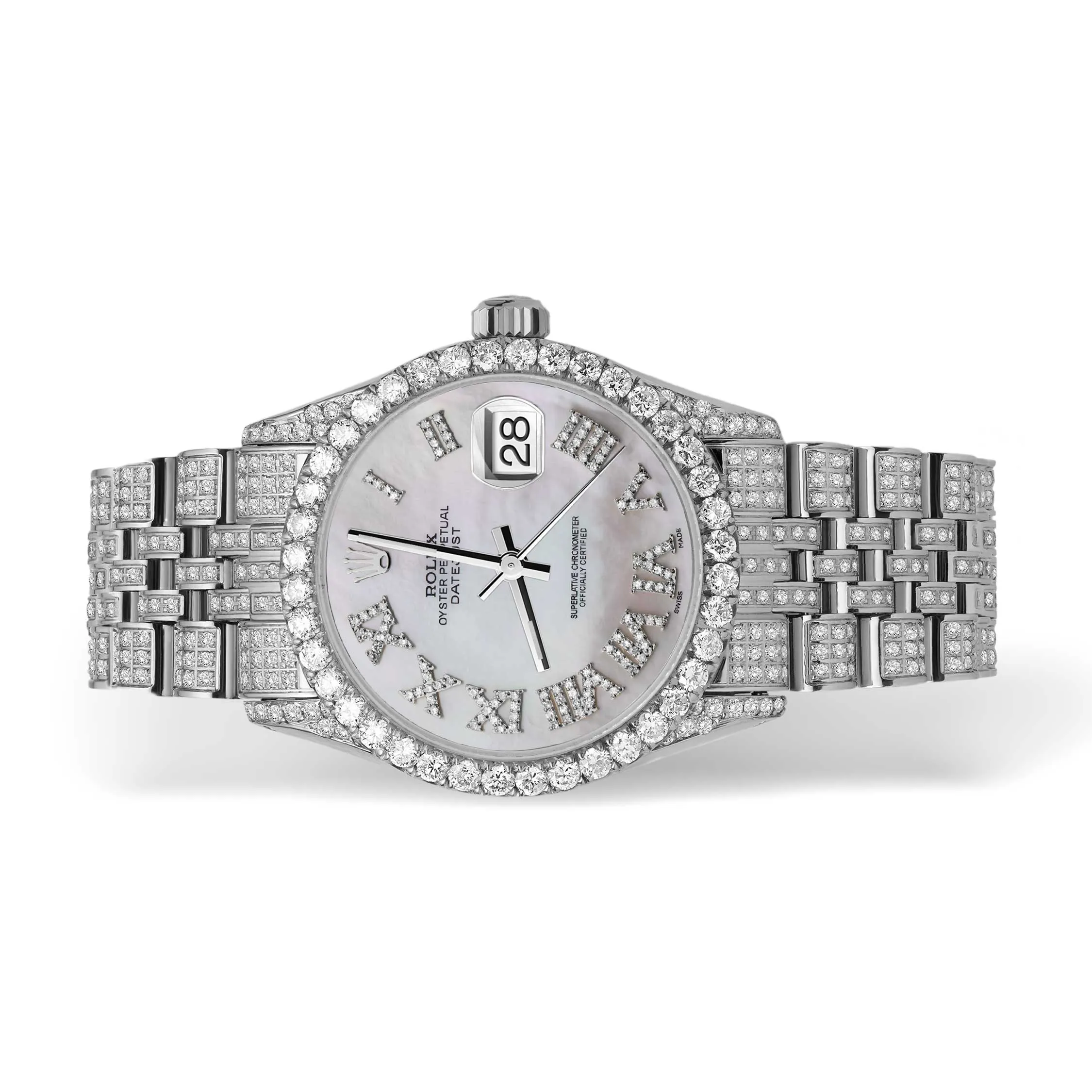 Rolex Datejust Diamond Bezel Watch 36mm Mother of Pearl Dial | 10.25ct