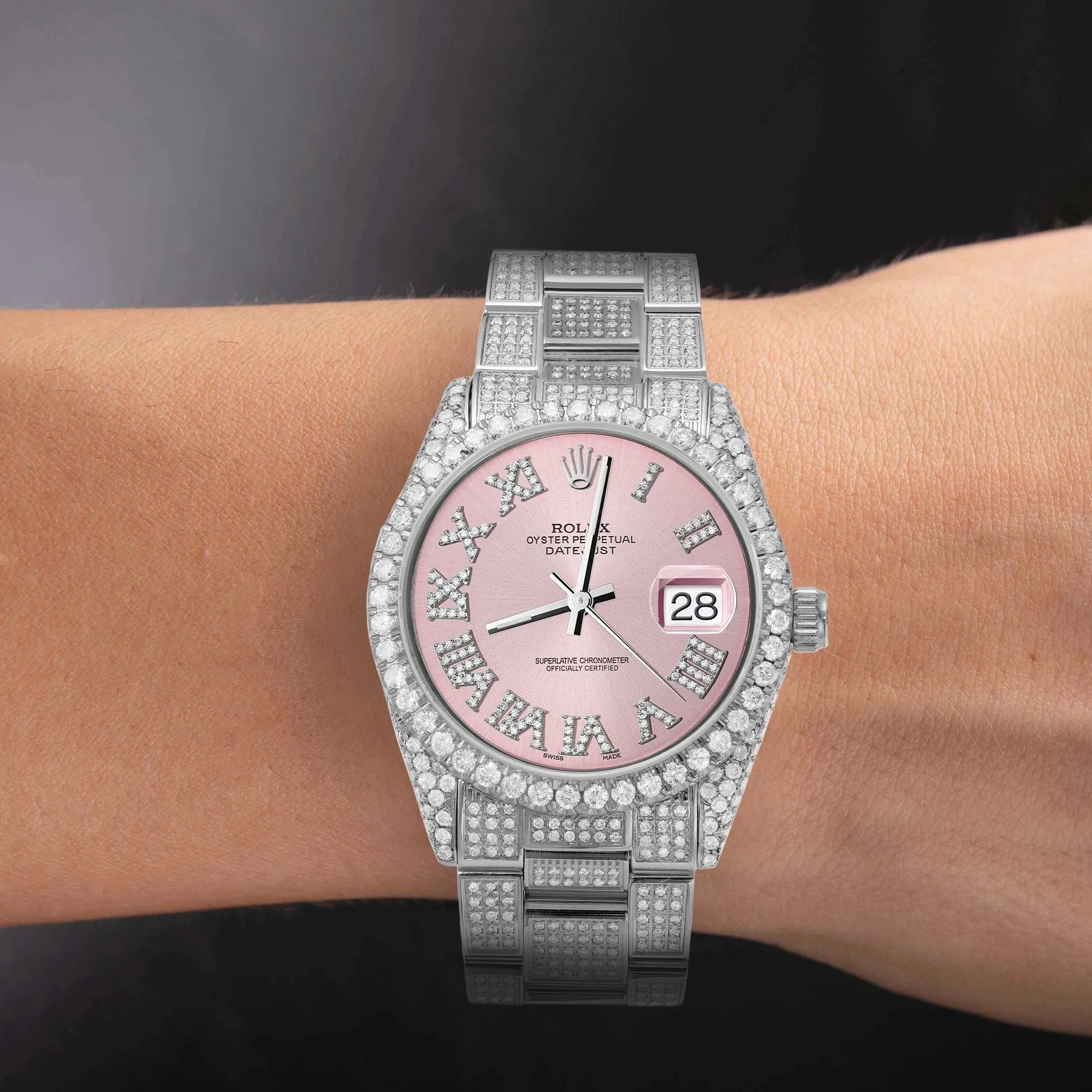 Rolex Datejust Diamond Bezel Watch 36mm Pink Dial | 10.25ct