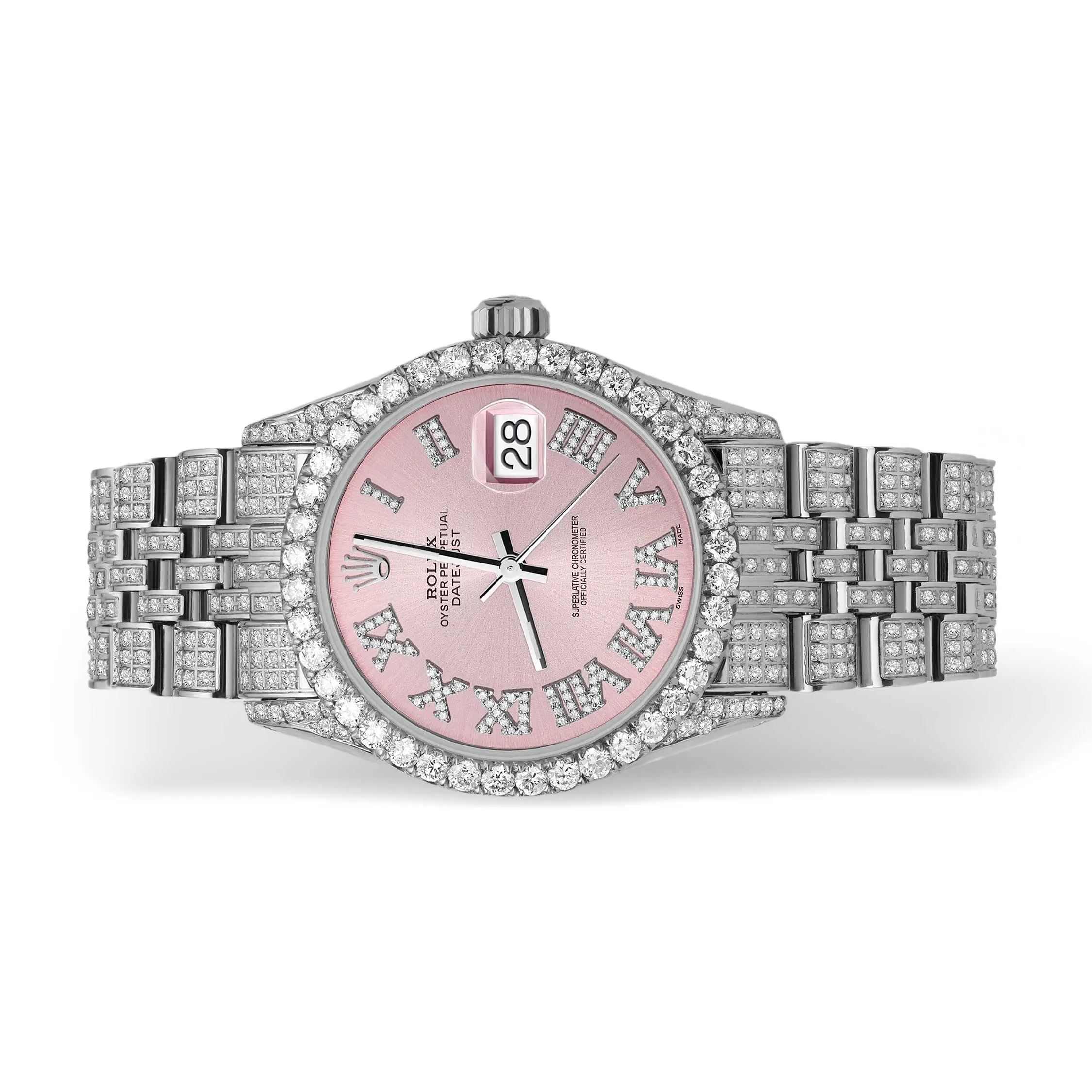 Rolex Datejust Diamond Bezel Watch 36mm Pink Roman Dial | 10.25ct