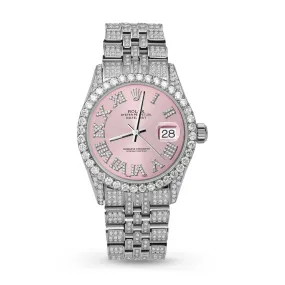 Rolex Datejust Diamond Bezel Watch 36mm Pink Roman Dial | 10.25ct