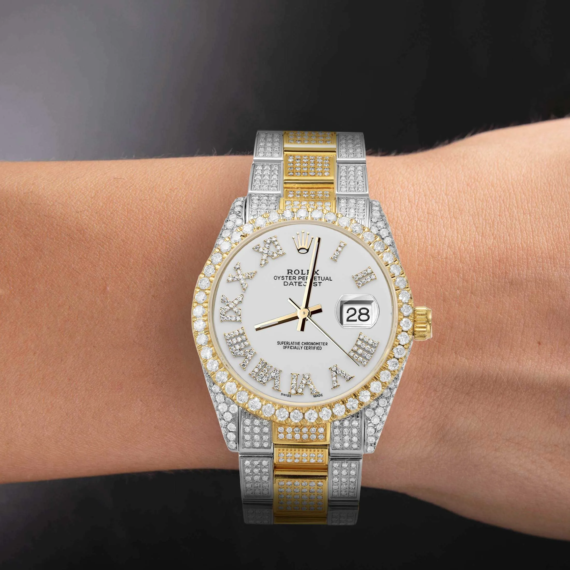 Rolex Datejust Diamond Bezel Watch 36mm White Roman Dial | 11.40ct