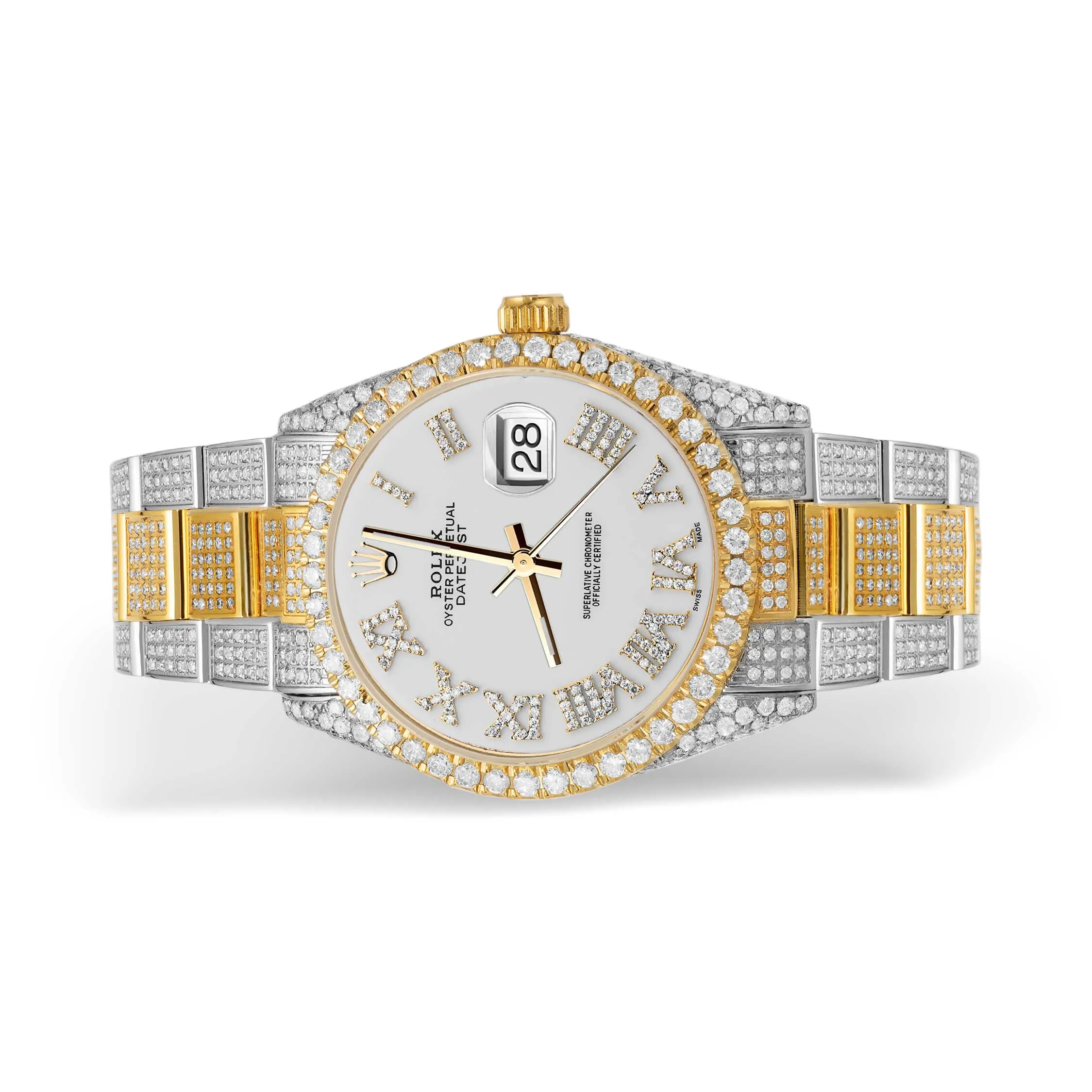 Rolex Datejust Diamond Bezel Watch 36mm White Roman Dial | 11.40ct