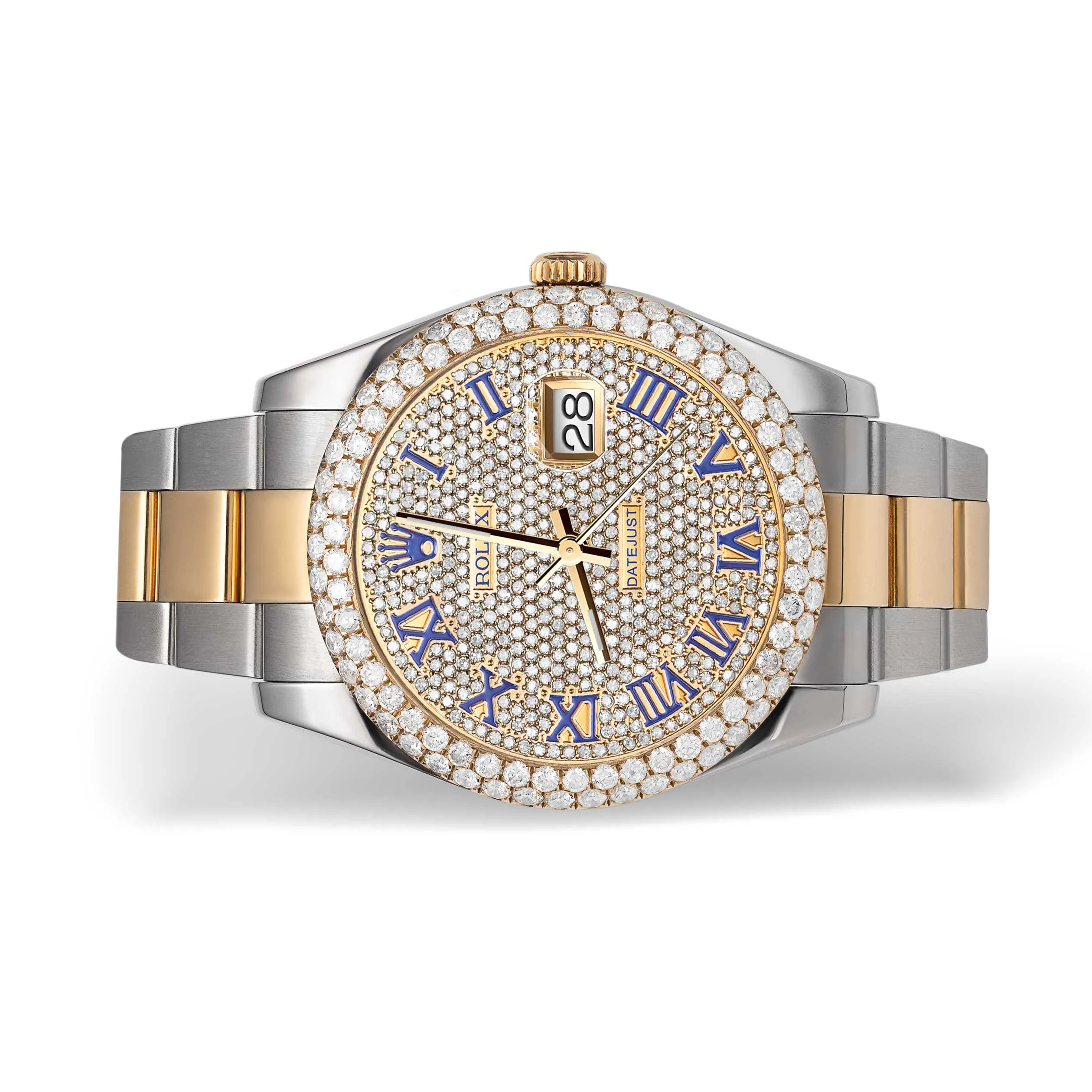 Rolex Datejust Diamond Bezel Watch 41mm Blue Roman Dial | 7.50ct
