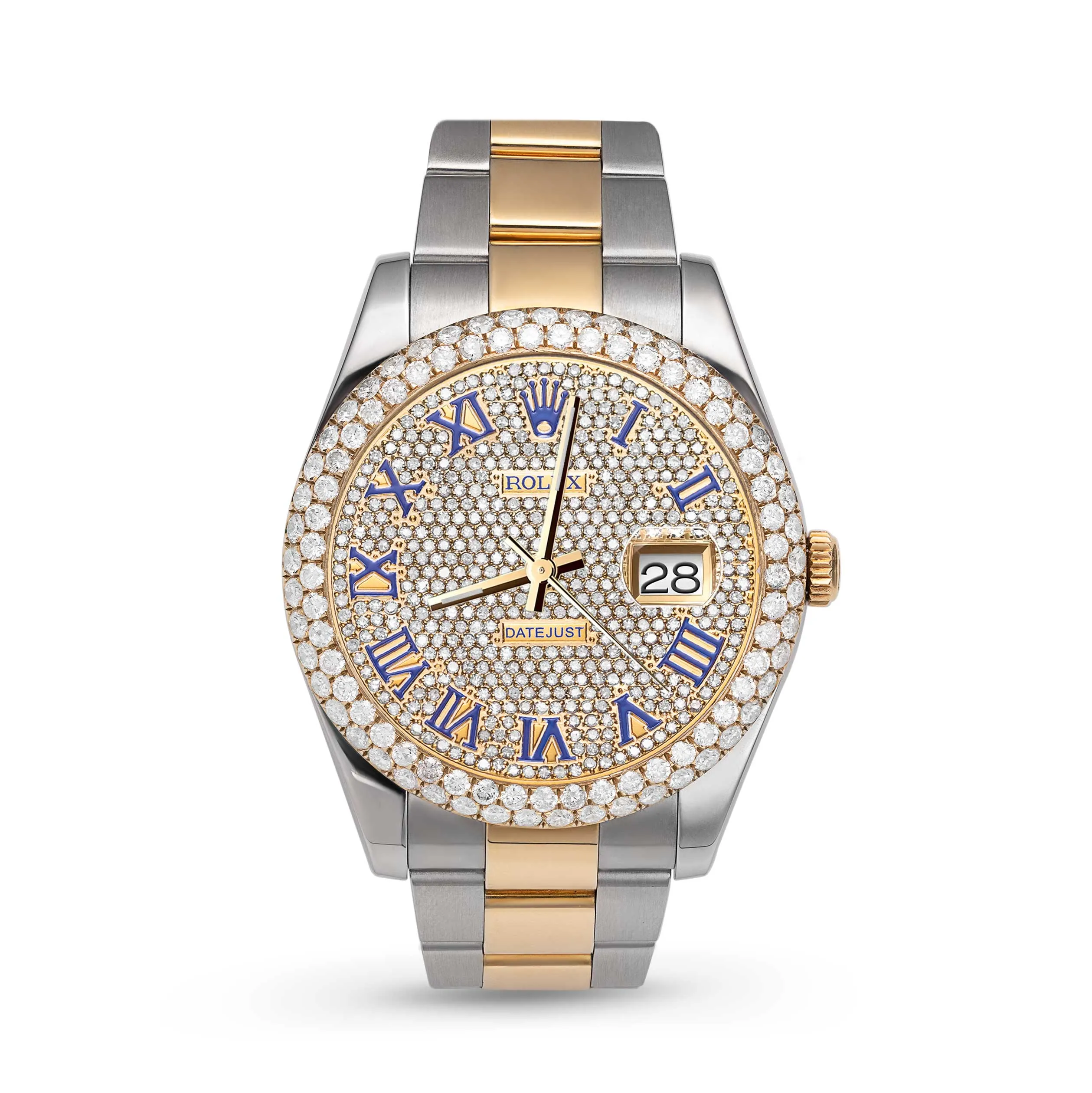 Rolex Datejust Diamond Bezel Watch 41mm Blue Roman Dial | 7.50ct