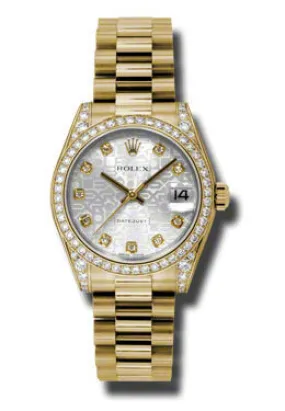 Rolex Datejust Lady 31 Silver Dial 18K Yellow Gold President Automatic Ladies Watch 178158SJDP