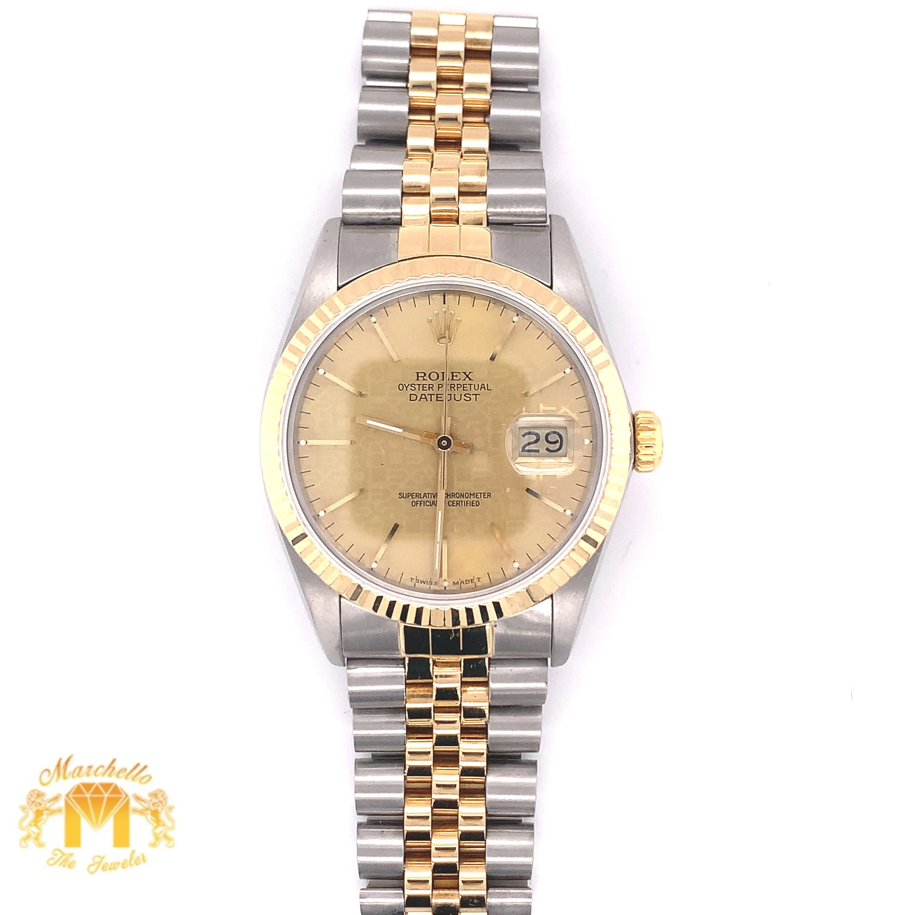 Rolex Datejust Watch with Two-tone Jubilee Bracelet (36 mm, quick set, jubilee dial)