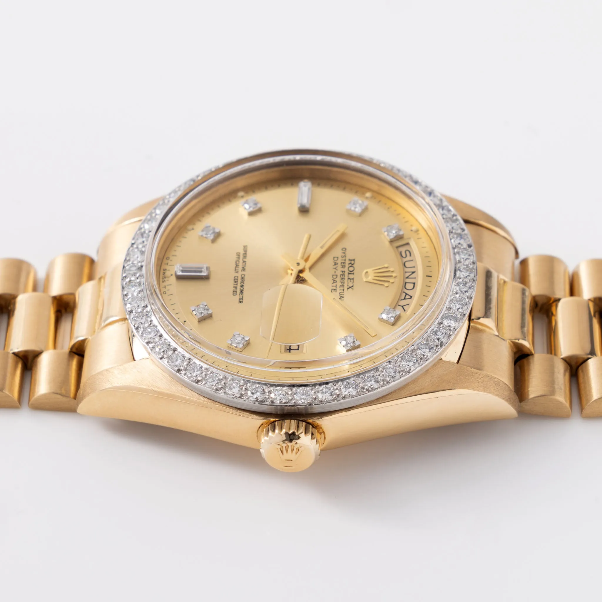 Rolex Day-Date Yellow Gold Champagne Diamond Dial Ref 1804