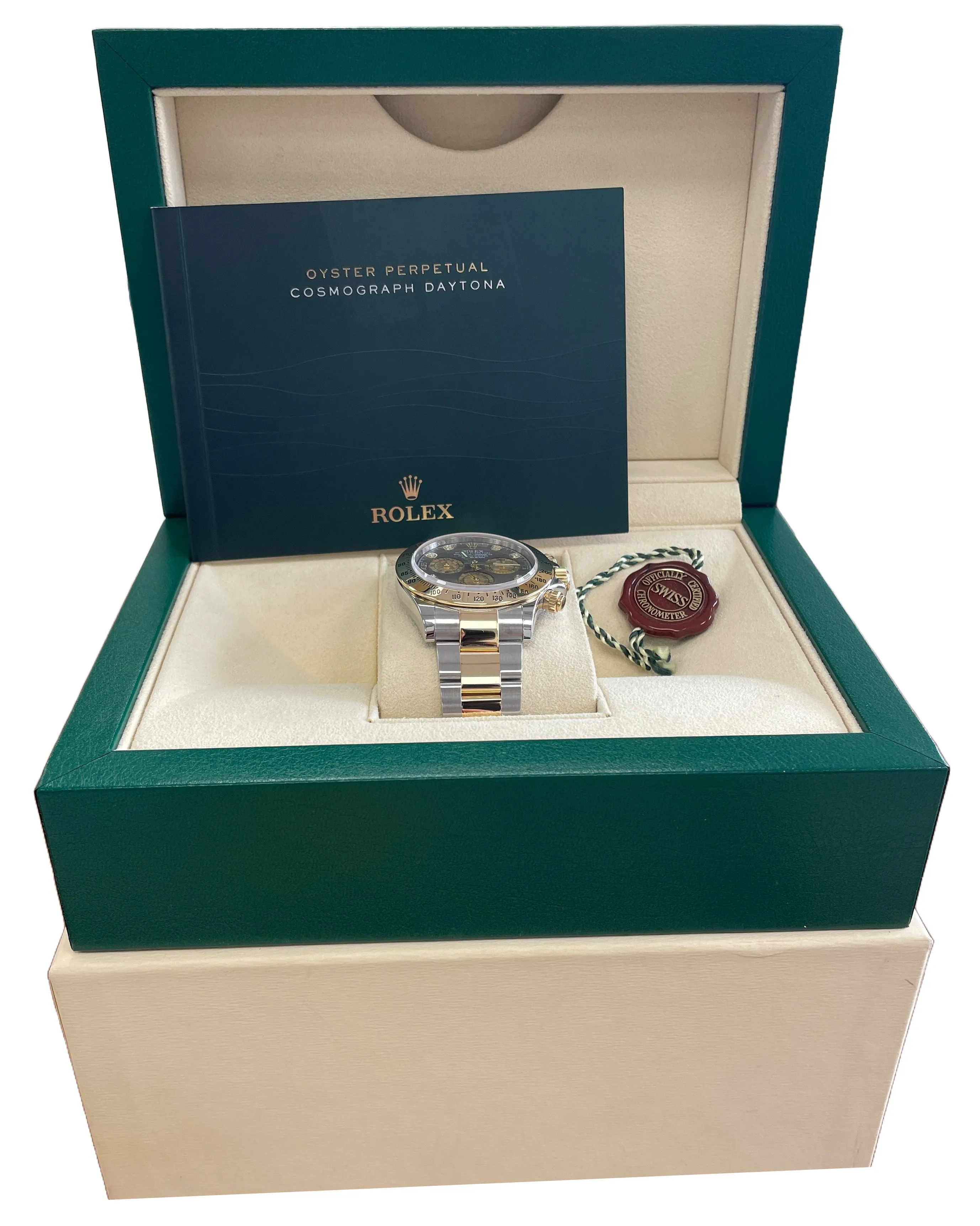 Rolex Daytona Cosmograph FACTORY DARK MOP DIAMOND 18K Gold Two-Tone 116523 BOX