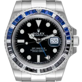 Rolex GMT-Master II Stainless Steel with Custom Black/Blue Bezel 116710BLNR