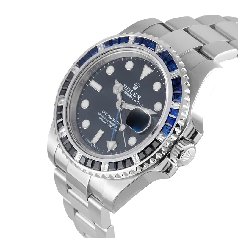 Rolex GMT-Master II Stainless Steel with Custom Black/Blue Bezel 116710BLNR