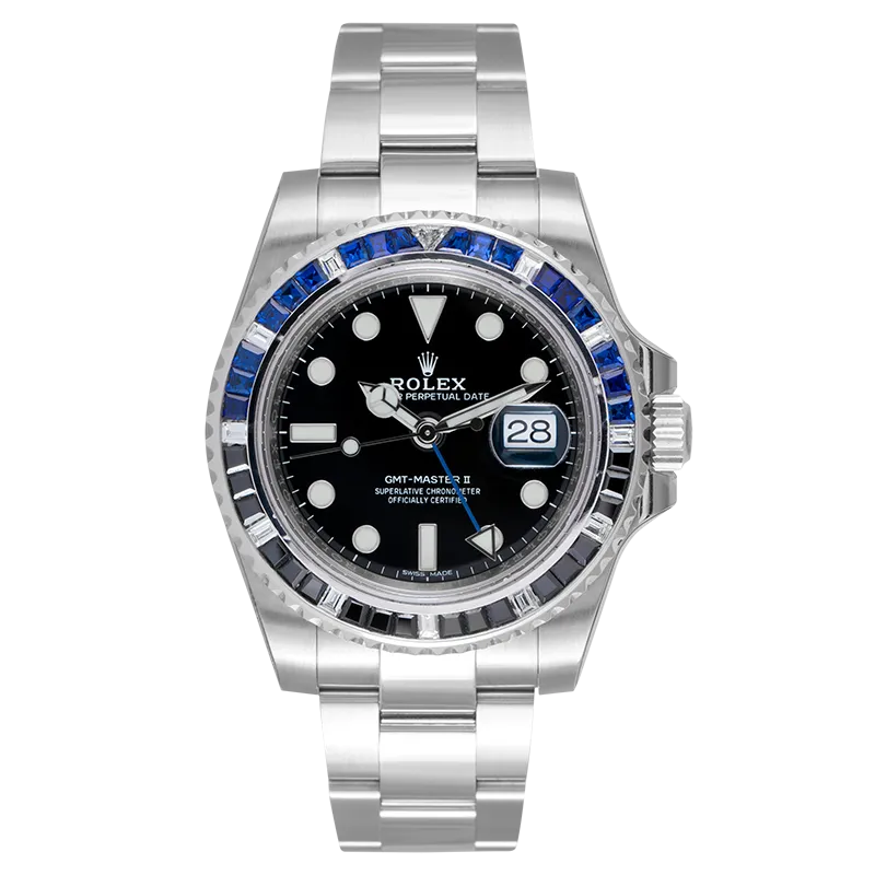 Rolex GMT-Master II Stainless Steel with Custom Black/Blue Bezel 116710BLNR