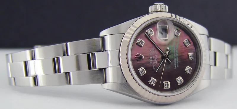 ROLEX Ladies 26mm 18kt White Gold & Stainless Steel DateJust MOP Diamond Dial Model 79174