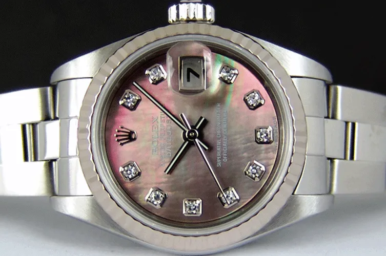 ROLEX Ladies 26mm 18kt White Gold & Stainless Steel DateJust MOP Diamond Dial Model 79174