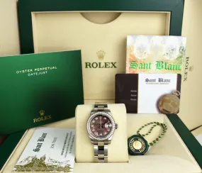 ROLEX Ladies White Gold & Stainless Steel Datejust Tahitian Mother of Pearl Diamond Dial Model 179384