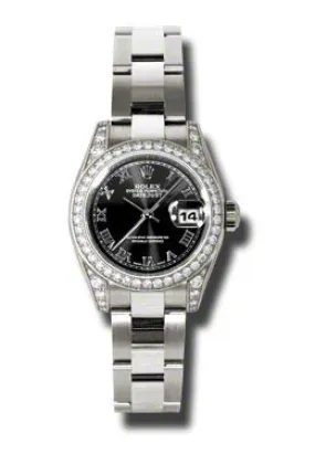 Rolex Lady Datejust 26 Black Dial 18K White Gold Oyster Bracelet Automatic Watch 179159BKRO