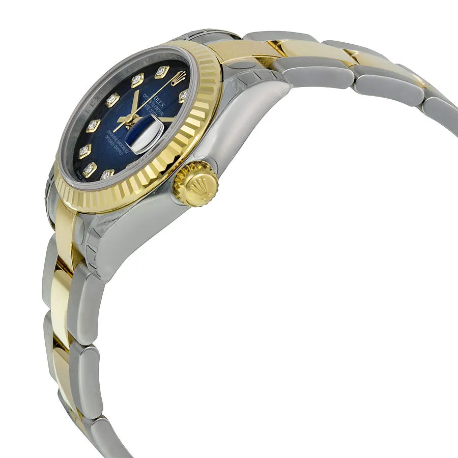 Rolex Lady Datejust 26 Blue Vignette Dial Stainless Steel and 18K Yellow Gold Oyster Bracelet Automatic Watch 179173BLVDO