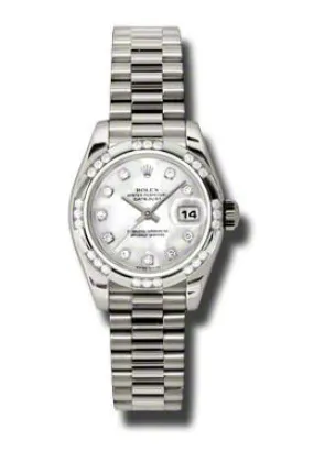 Rolex Lady-Datejust 26 Mother Of Pearl Dial 18K White Gold President Automatic Ladies Watch 179369MDP