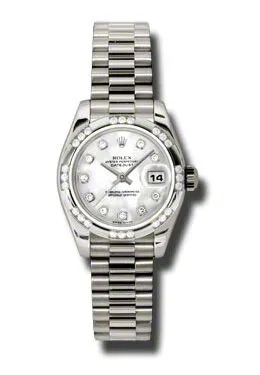 Rolex Lady-Datejust 26 Mother Of Pearl Dial 18K White Gold President Automatic Ladies Watch 179369MDP