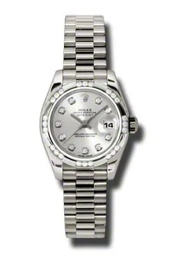 Rolex Lady-Datejust 26 Silver Dial 18K White Gold President Automatic Ladies Watch 179369SDP