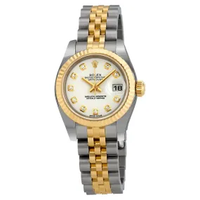 Rolex Lady Datejust 26 White With 10 Diamonds Dial Stainless Steel and 18K Yellow Gold Jubilee Bracelet Automatic Watch 179173WDJ