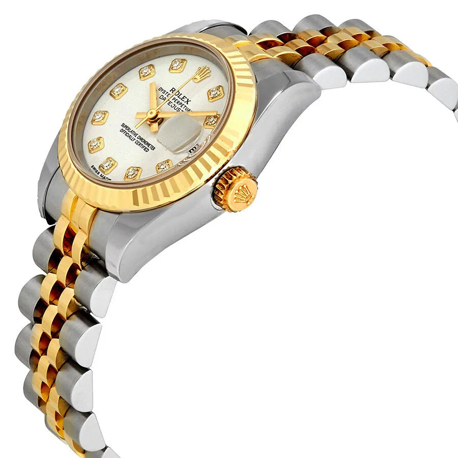 Rolex Lady Datejust 26 White With 10 Diamonds Dial Stainless Steel and 18K Yellow Gold Jubilee Bracelet Automatic Watch 179173WDJ