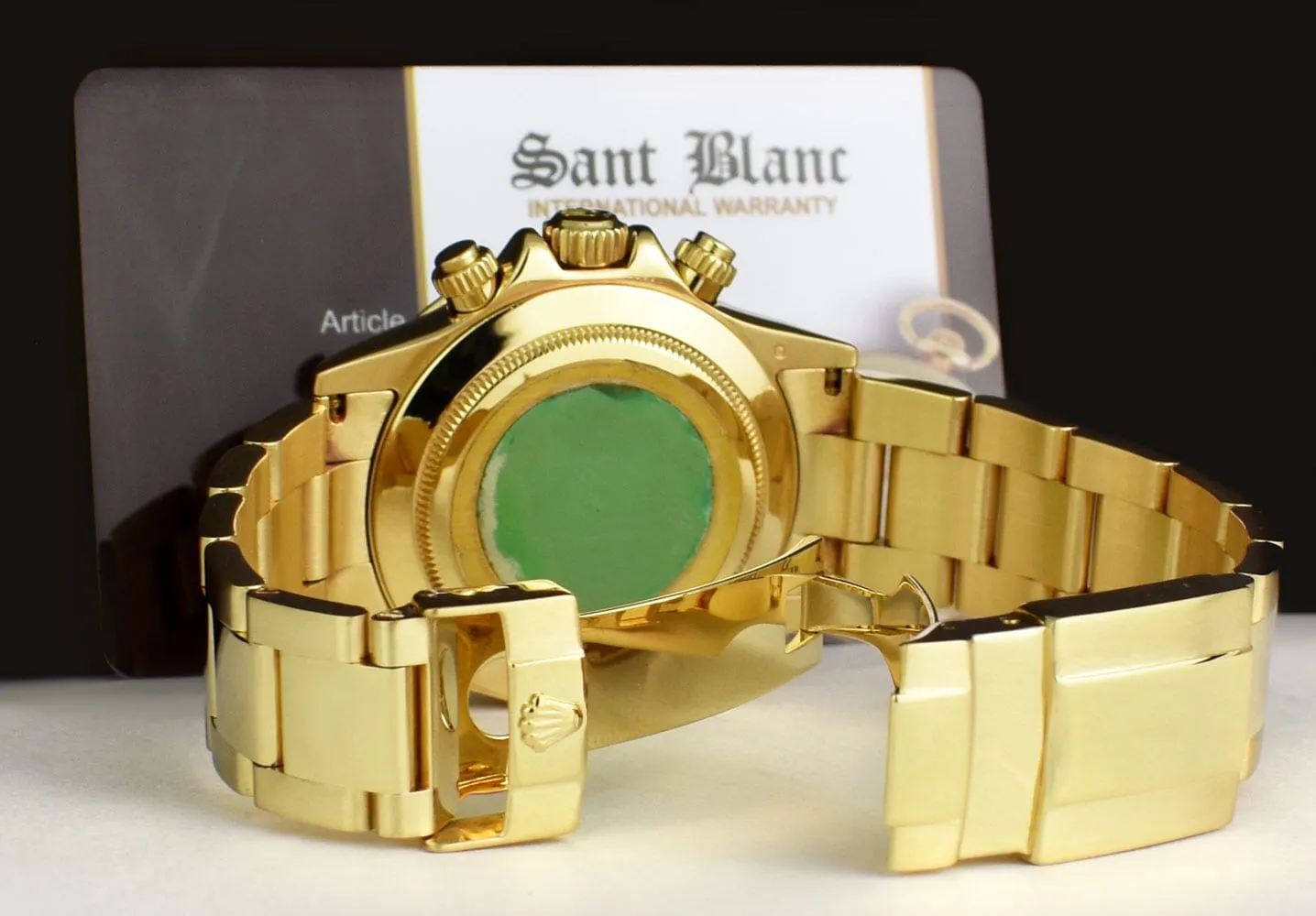 ROLEX Mens 18kt Gold Daytona Tahitian Mother Of Pearl Roman Model 116528