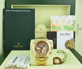 ROLEX Mens 18kt Gold Daytona Tahitian Mother Of Pearl Roman Model 116528