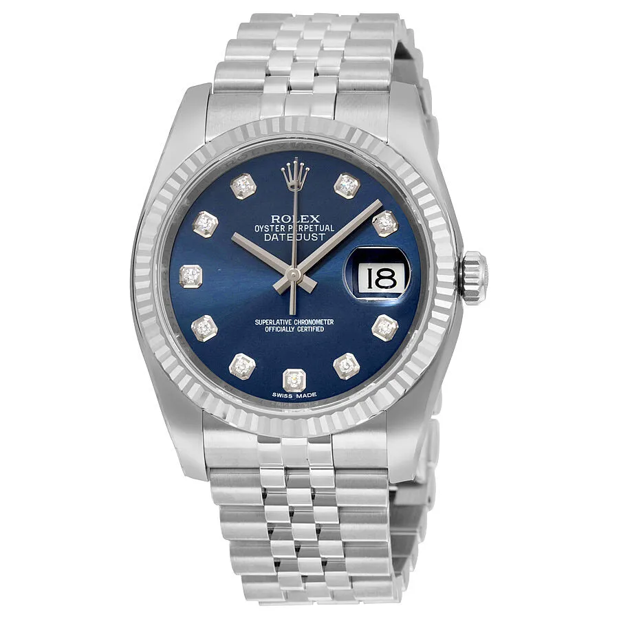 Rolex Oyster Perpetual 36 mm Blue Dial Stainless Steel Jubilee Bracelet Automatic Men's Watch 116234BLDJ
